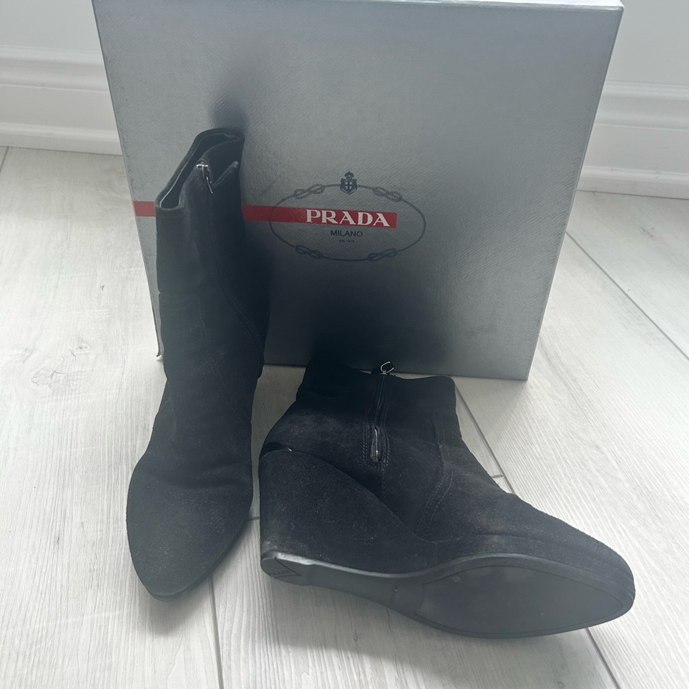Prada Black Suede Women’s Boots